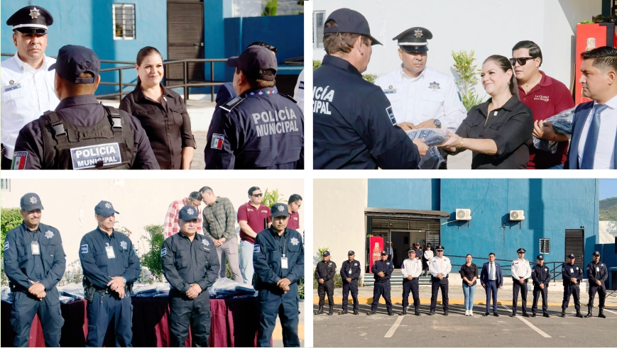 Blanca Simancas entrega reconocimientos y equipo de protección a elementos de la Policía Municipal y Vialidad de Tepic.